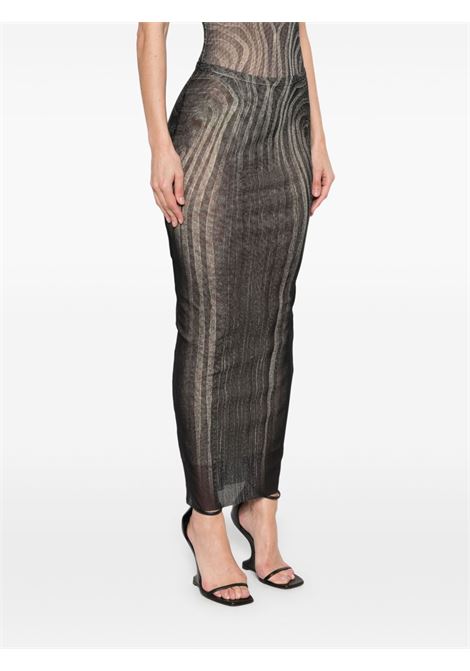 gonna lunga printed spiral donna nera JEAN PAUL GAULTIER | 25/34-F-JU166-T587000203